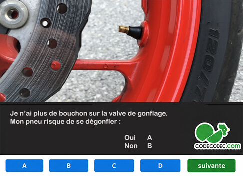 Aperçu d'un test ETM - question code moto