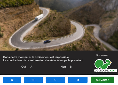 Aperçu d'un test ETG - question code voiture