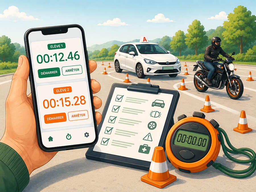 Outils pédagogiques pour moniteurs auto-école sur la piste