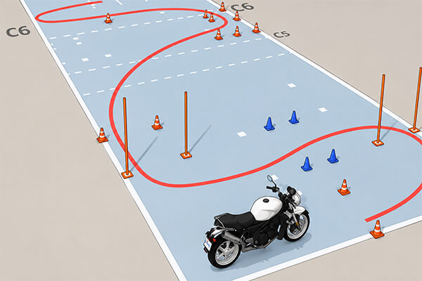 Parcours moto illustrés pour les élèves